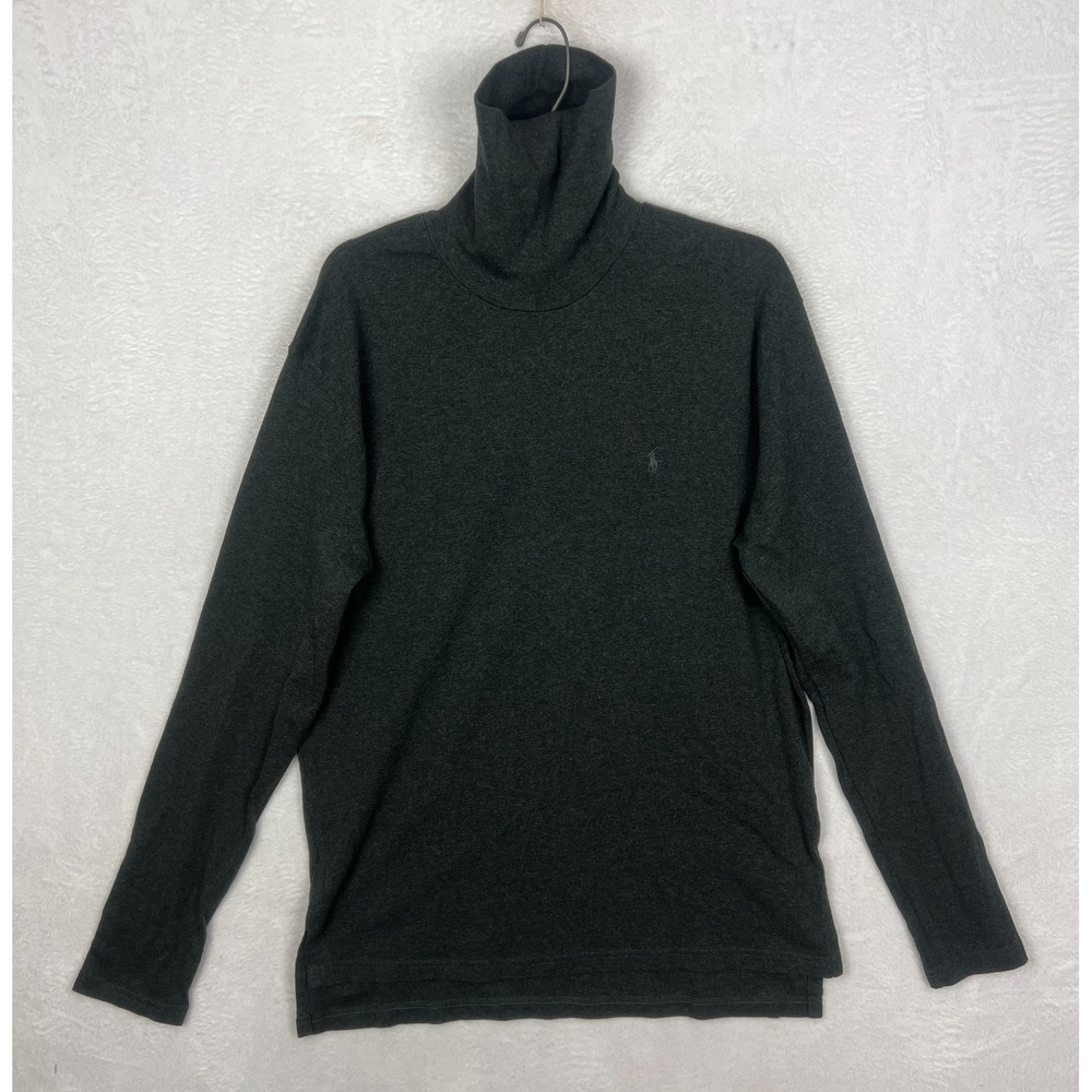 Polo Ralph Lauren Turtleneck Shirt‎ Mens Large Gray Long Sleeve Made USA Vintage